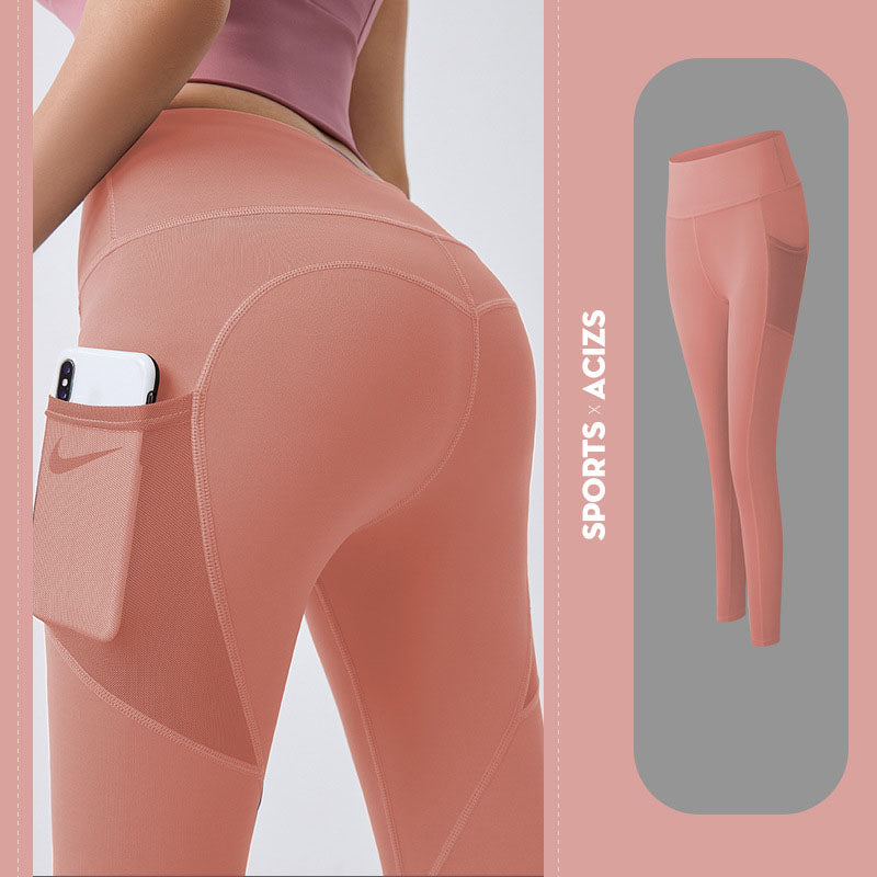 Pantaloni da yoga da donna con tasche, leggings sportivi