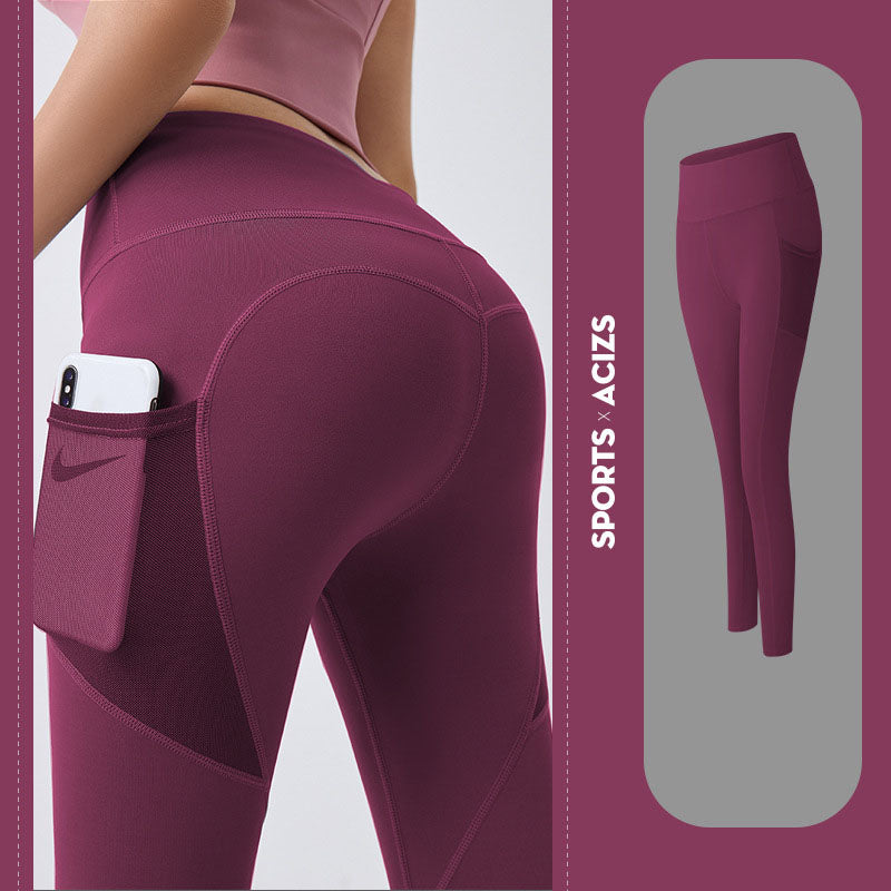 Pantaloni da yoga da donna con tasche, leggings sportivi