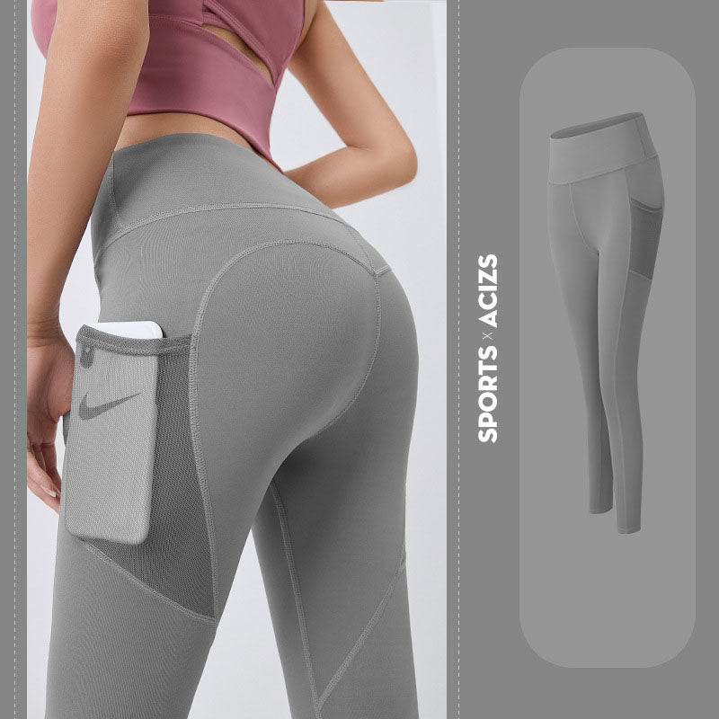 Pantaloni da yoga da donna con tasche, leggings sportivi