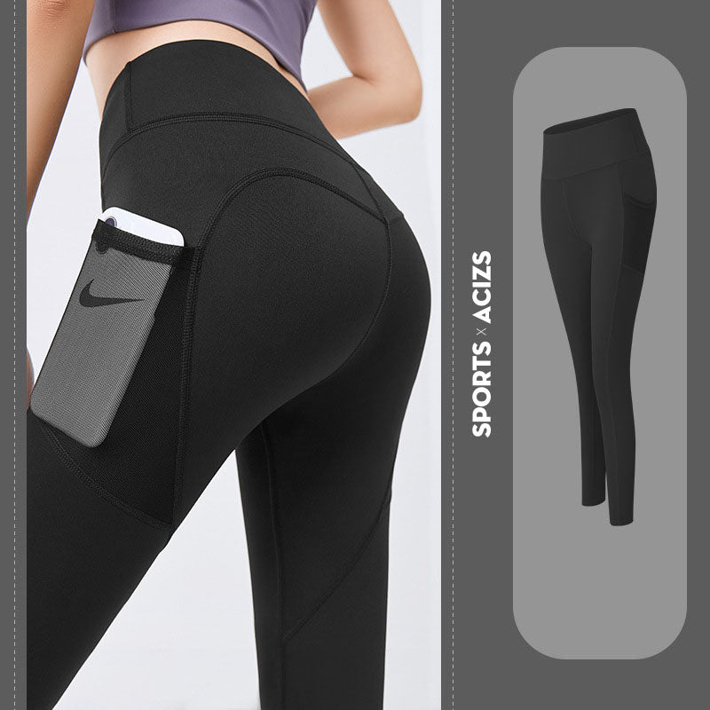 Pantaloni da yoga da donna con tasche, leggings sportivi